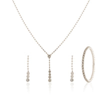 4-Piece Silver-Plated Crystal Jewelry Set | Y-Drop Lariat Necklace, Dangle Earrings, and Matching Bracelet
