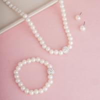 4-Piece Sophisticated Pearl & Crystal Shamballa Ball Jewelry Set