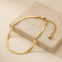 Gold Plated Stainless Steel Textured Snake Chain Bracelet with Heart Charm