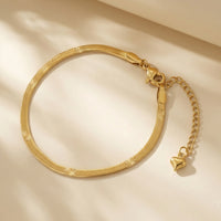 Gold Plated Stainless Steel Textured Snake Chain Bracelet with Heart Charm