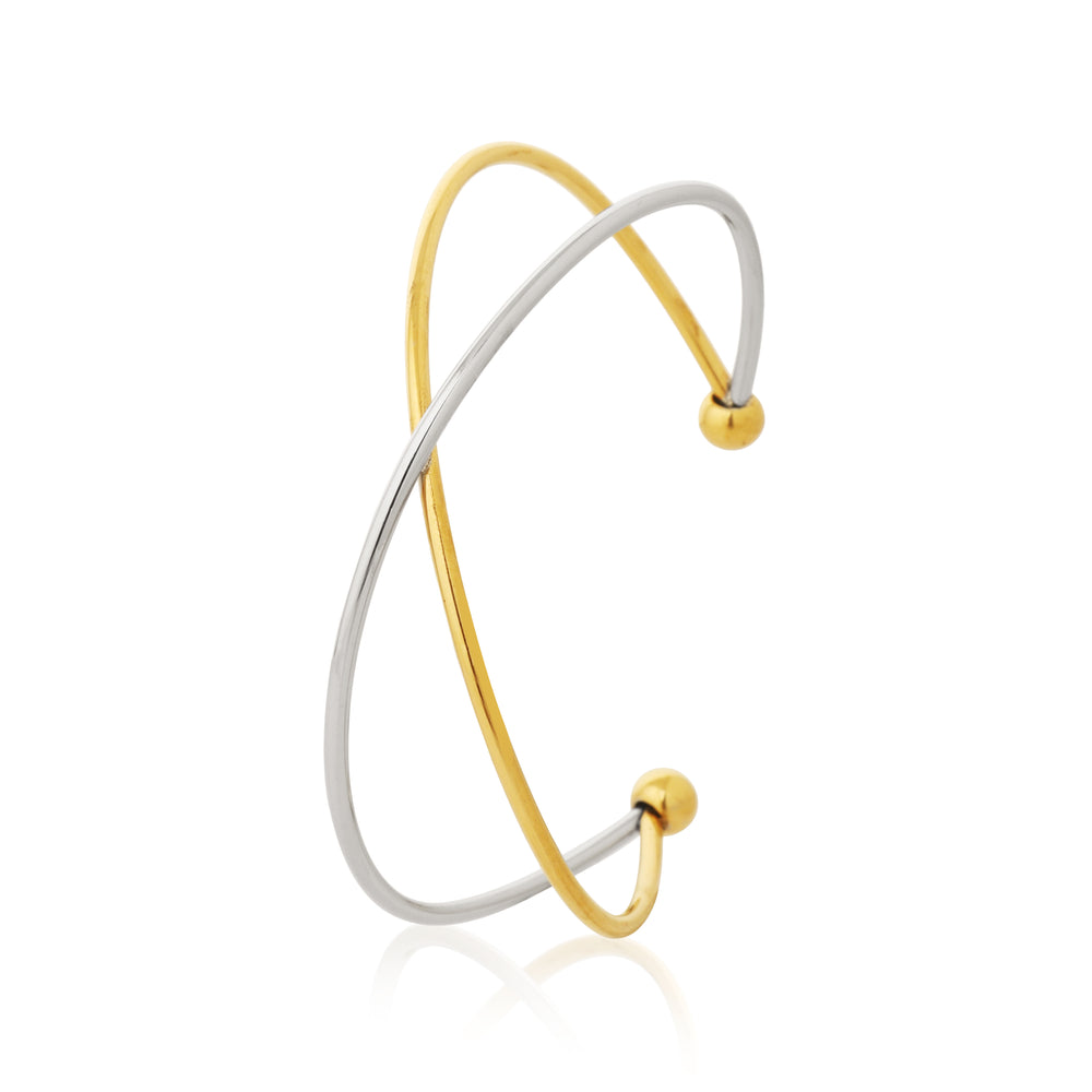 Gold & Silver Plated Stackable X-Shape Open Bracelet for Women