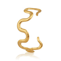 Unique Latest Trendy Wavy Snake Shape Gold Plated Open Cuff Bangle for office