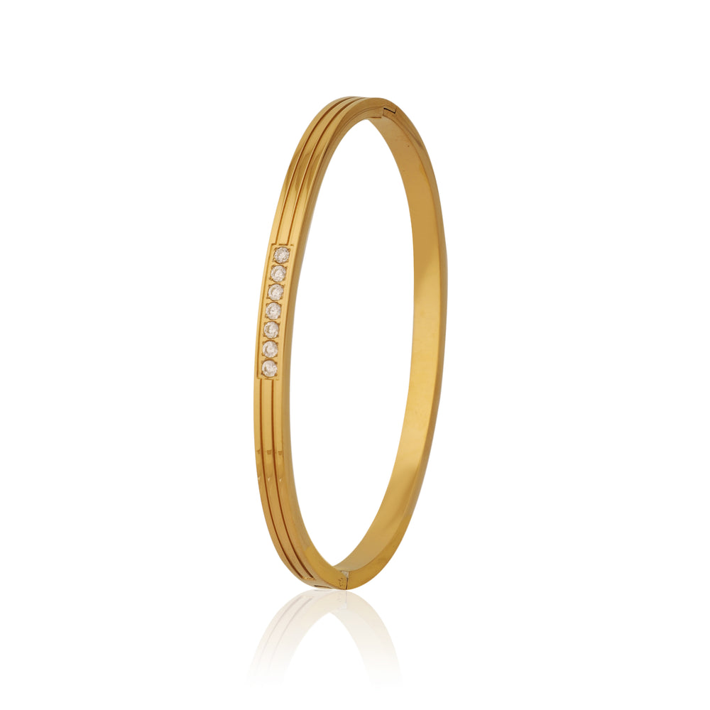 Elegant Gold Toned Party Wear Kada with Crystal Detail for Girls