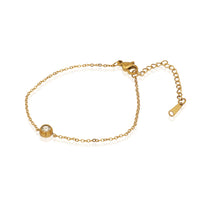 Minimalist Gold Toned Thin Link Chain Bracelet with Charm fo Festivals and Functions