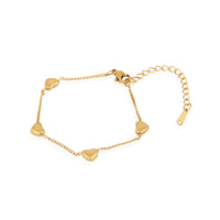 Romantic Gold Toned Heart Shaped Charm Bracelet for Gifting for Girlfriend