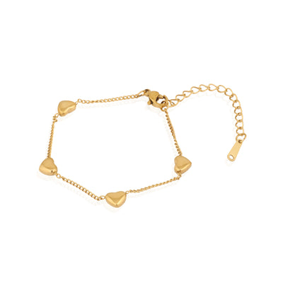 Romantic Gold Toned Heart Shaped Charm Bracelet for Gifting for Girlfriend - Second Image