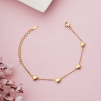 Romantic Gold Toned Heart Shaped Charm Bracelet for Gifting for Girlfriend