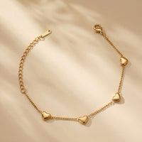 Romantic Gold Toned Heart Shaped Charm Bracelet for Gifting for Girlfriend