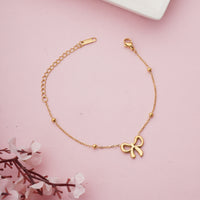 Minimalist Daily Wear Adjustable Gold Toned Bowknot Pendant Chain Bracelet