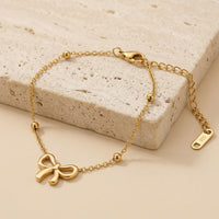Minimalist Daily Wear Adjustable Gold Toned Bowknot Pendant Chain Bracelet