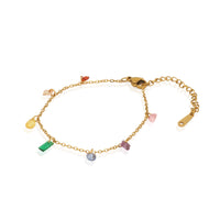 Stylish Gold Toned Adjustable Bracelet with Mixed Crystal Charms