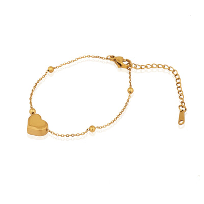 Minimilist Elegant Gold Toned Anti-Tarnish Heart Bracelet for Daily Wear - Second Image