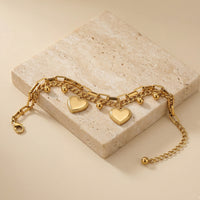 Stylish Heavy Statement Gold Bracelet with Heart and Ball Hangings for office party