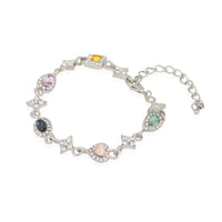 Elegent Silver Plated Halo Link Bracelet with Multi-Color Pastel Stones for Party wear