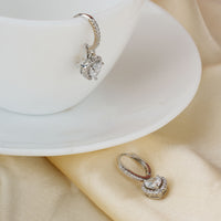 Silver Heart Zircon Drizzle Earrings|Gift for Girlfriend|Gift for Women Girls|