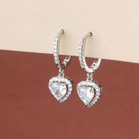 Silver Heart Zircon Drizzle Earrings|Gift for Girlfriend|Gift for Women Girls|