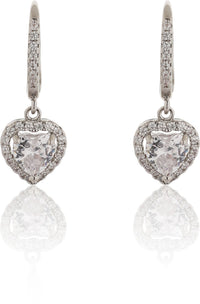 Silver Heart Zircon Drizzle Earrings|Gift for Girlfriend|Gift for Women Girls|