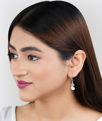 Flower Pearl Dangle Stud Earrings|Gifts for Girlfriend|Gift for Women & Girls|