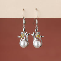 Flower Pearl Dangle Stud Earrings|Gifts for Girlfriend|Gift for Women & Girls|