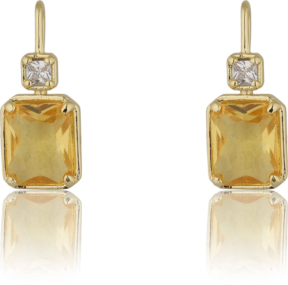 Yellow Square Cut Stud Earrings|Gifts for Girlfriend|Gift for Women & Girls|