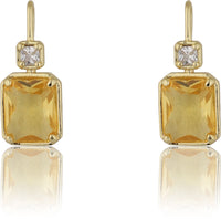 Yellow Square Cut Stud Earrings|Gifts for Girlfriend|Gift for Women & Girls|