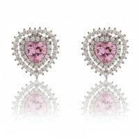 Pink heart shaped Dangle Stud Earrings|Gift for Girlfriend|Gift for Women Girl|