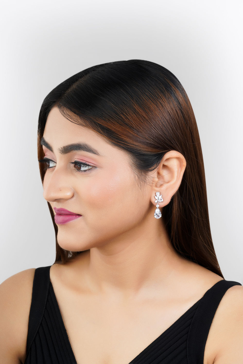 Silver Oval shaped Zircon Earrings|Gifts for Girlfriend|Gift for Women & Girls|