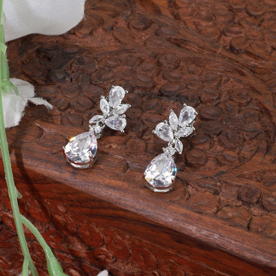 Silver Oval shaped Zircon Earrings|Gifts for Girlfriend|Gift for Women & Girls|