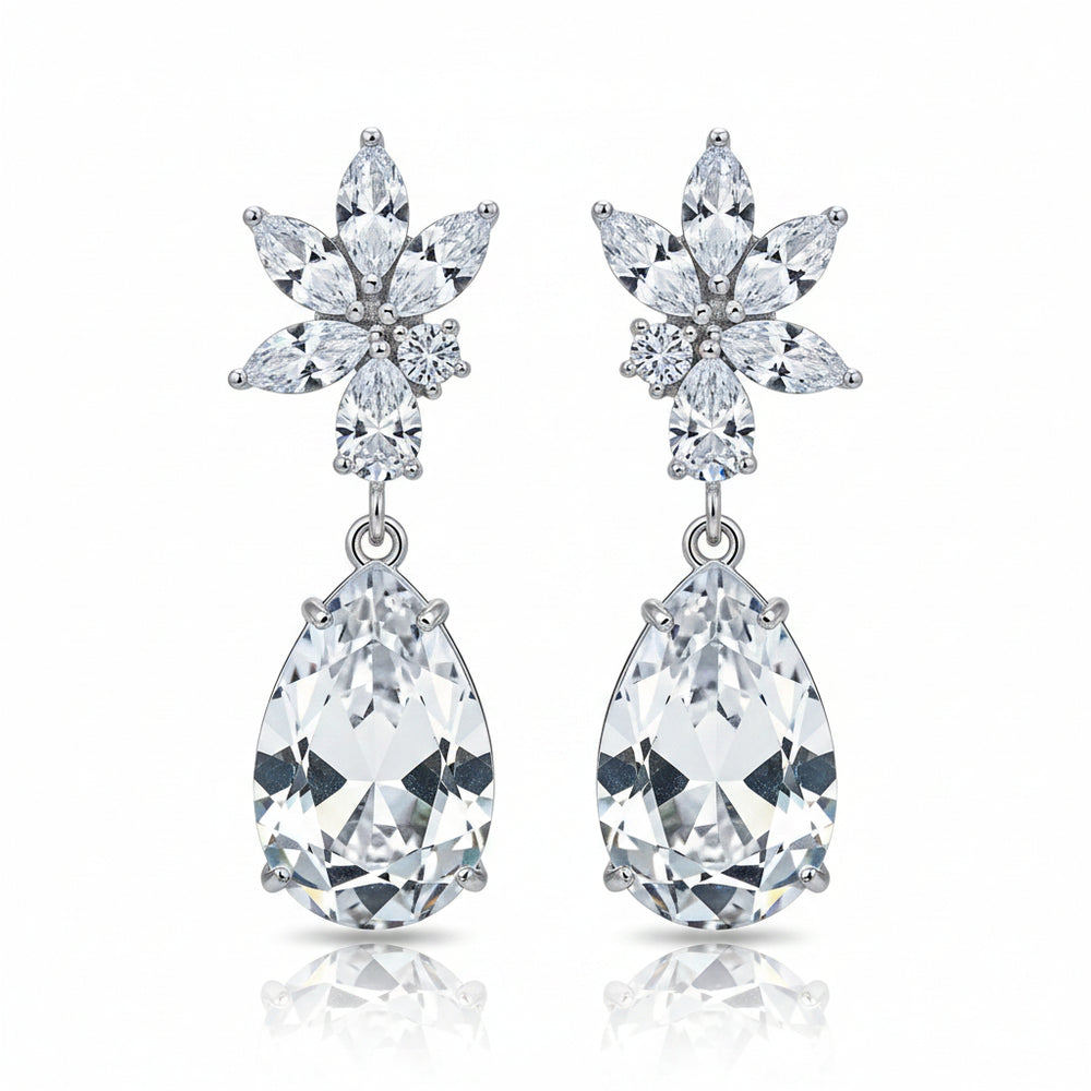 Silver Oval shaped Zircon Earrings|Gifts for Girlfriend|Gift for Women & Girls|