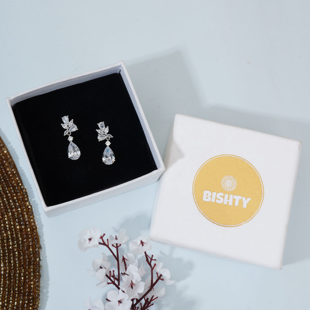 Silver Oval shaped Zircon Earrings|Gifts for Girlfriend|Gift for Women & Girls|