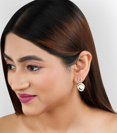 Pearl Oval Drop Dangle Stud Earrings|Gift for Girlfriend|Gift for Women Girls| - Second Image