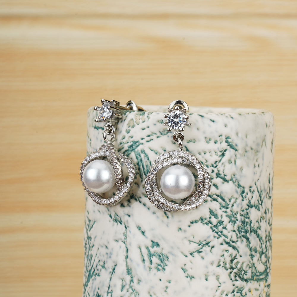 Pearl Oval Drop Dangle Stud Earrings|Gift for Girlfriend|Gift for Women Girls|