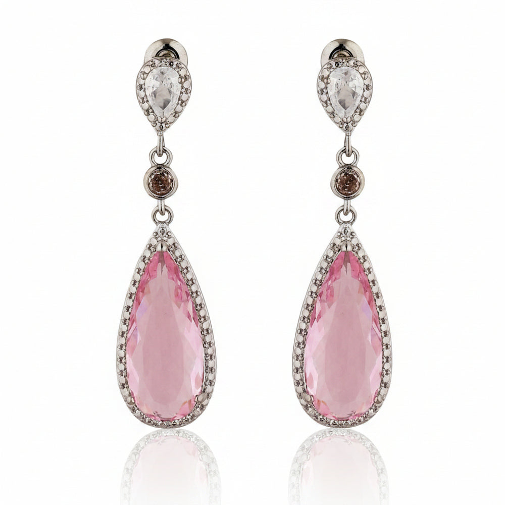 Pink Water Drop shaped Dainty Earrings|Gift for Girlfriend|Gift for Women Girl|