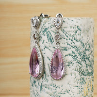 Pink Water Drop shaped Dainty Earrings|Gift for Girlfriend|Gift for Women Girl|