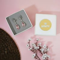 Pink Water Drop shaped Dainty Earrings|Gift for Girlfriend|Gift for Women Girl|