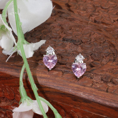 Lava Pink Heart Shaped Stud Earrings|Gift for Girlfriend|Gift for Women Girl|