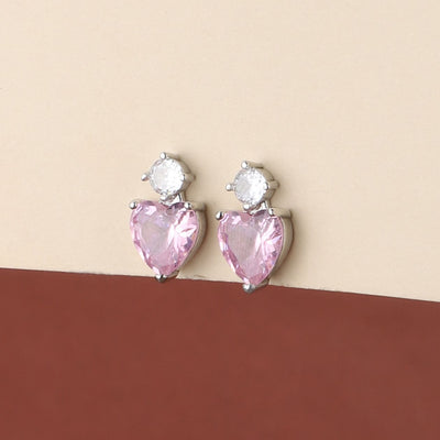 Lava Pink Heart Shaped Stud Earrings|Gift for Girlfriend|Gift for Women Girl|