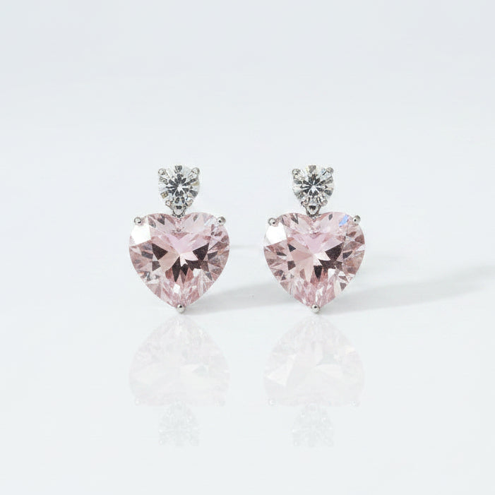 Lava Pink Heart Shaped Stud Earrings|Gift for Girlfriend|Gift for Women Girl|