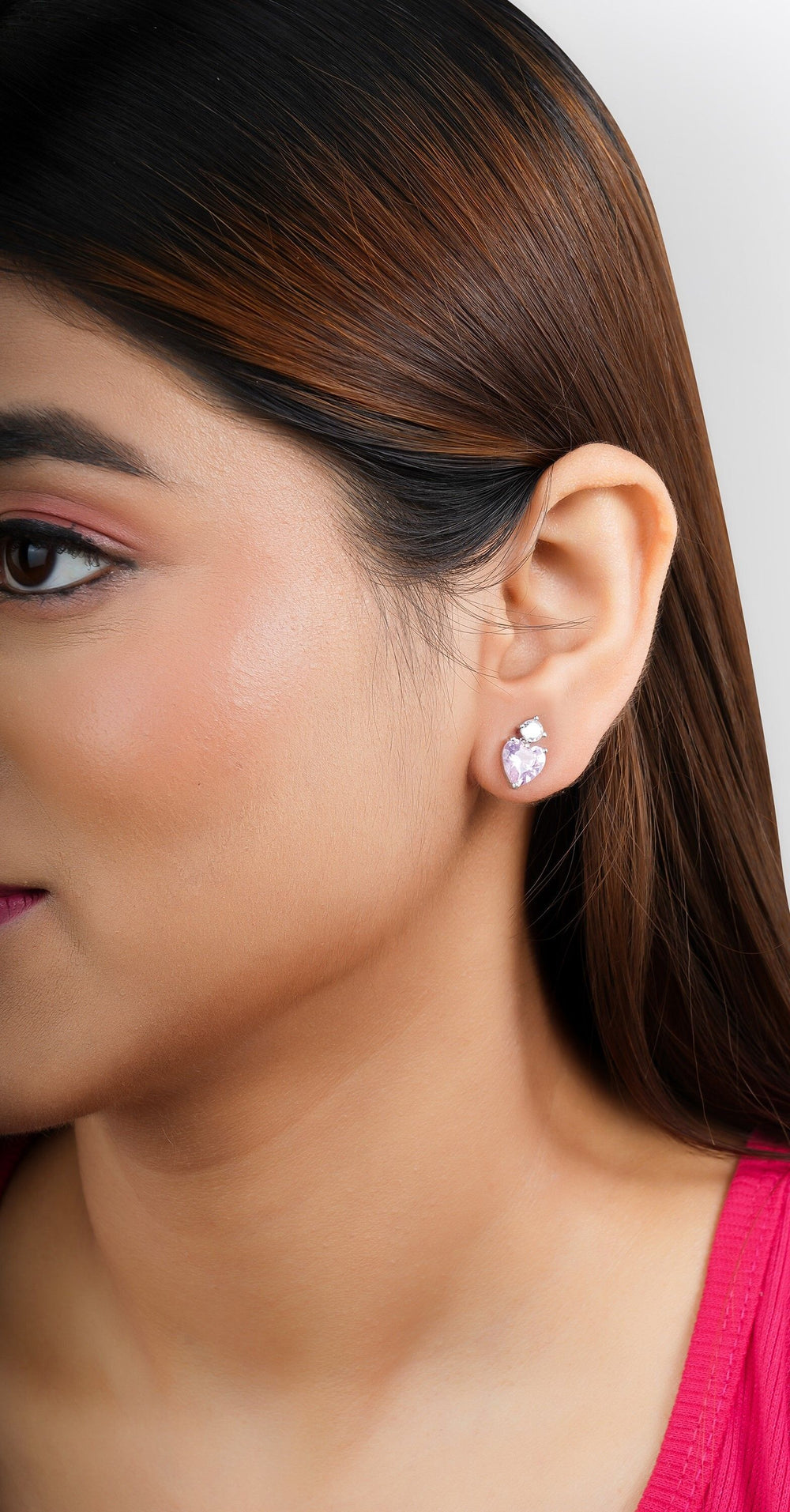 Lava Pink Heart Shaped Stud Earrings|Gift for Girlfriend|Gift for Women Girl|