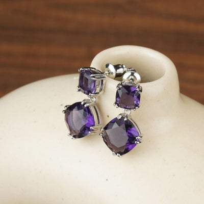 Purple Sleek Dangle Stud Earrings|Gifts for Girlfriend|Gift for Women & Girls|