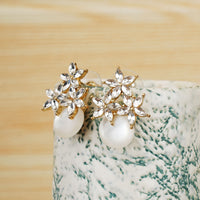 Yellow Flower Pearl Stud Earrings|Gifts for Girlfriend|Gift for Women & Girls|