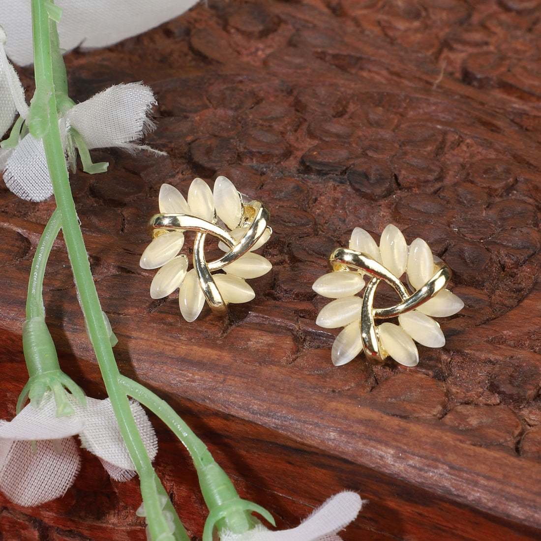 Gold Flower Stud Earrings|Gifts for Girlfriend|Gift for Women & Girls|