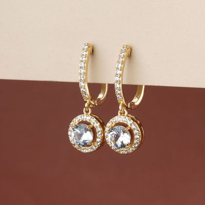 Round Cut Zircon Drop Earrings|Gift for Girlfriend|Gift for Women Girl|