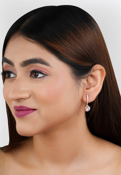 Round Cut Zircon Drop Earrings|Gift for Girlfriend|Gift for Women Girl| - Second Image