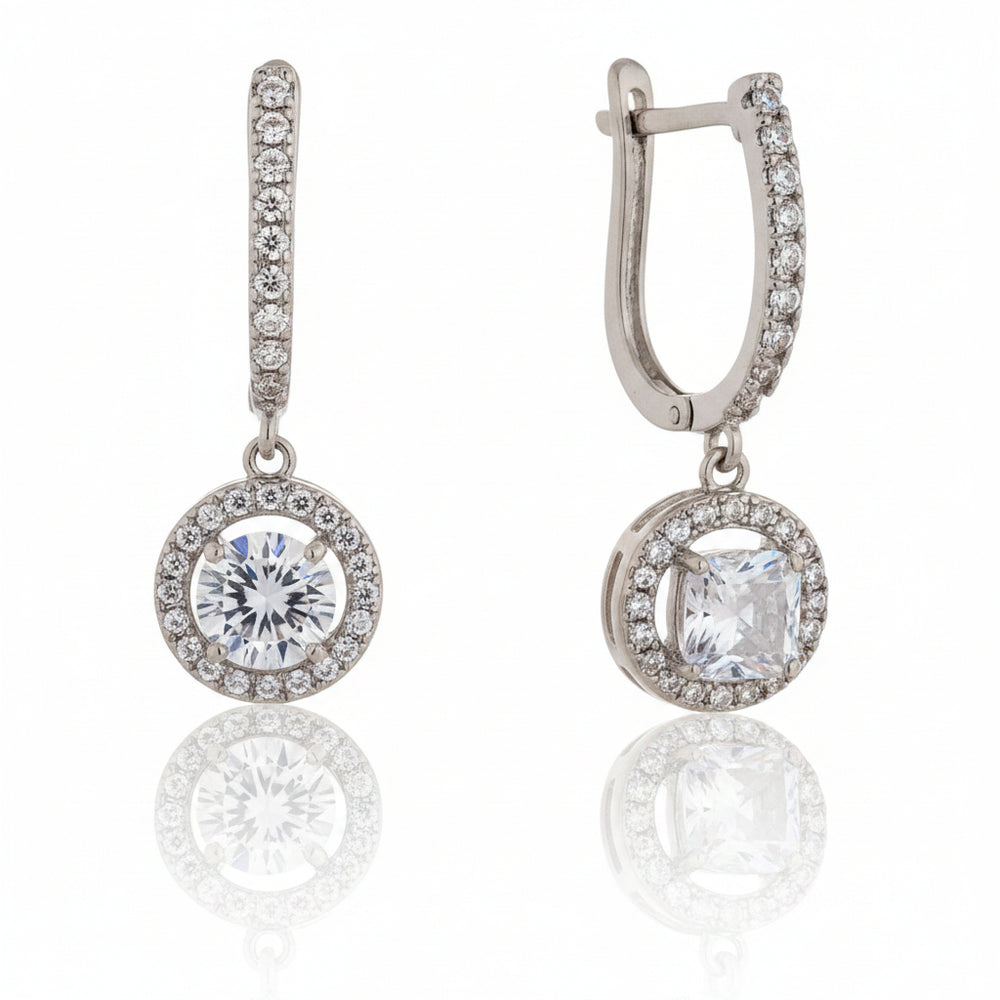 Round Cut Zircon Drop Earrings|Gift for Girlfriend|Gift for Women Girl|