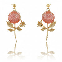 Korean Pink Flower Drizzle Drop Earrings|Anti Tarnish|Gift for Women & Girls|