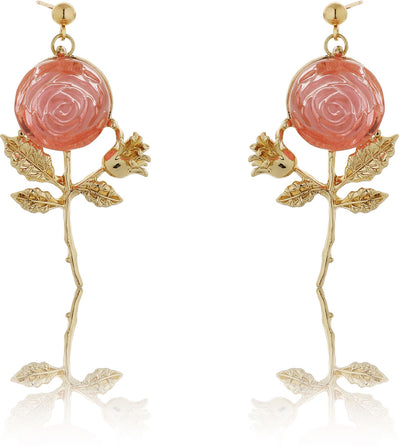 Korean Pink Flower Drizzle Drop Earrings|Anti Tarnish|Gift for Women & Girls| - Second Image