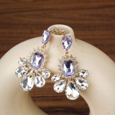 Purple Round Cut Drop Earrings|Gifts for Girlfriend|Gift for Women & Girls|