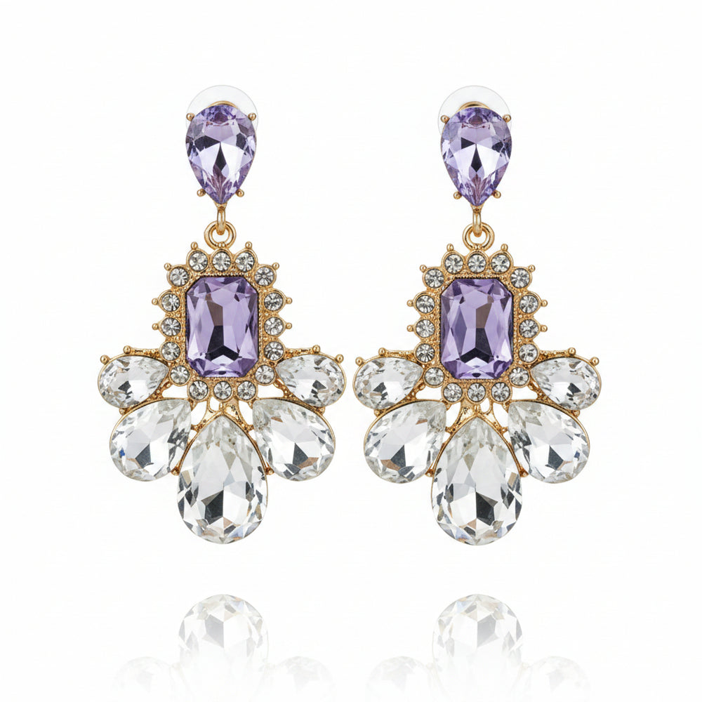 Purple Round Cut Drop Earrings|Gifts for Girlfriend|Gift for Women & Girls|