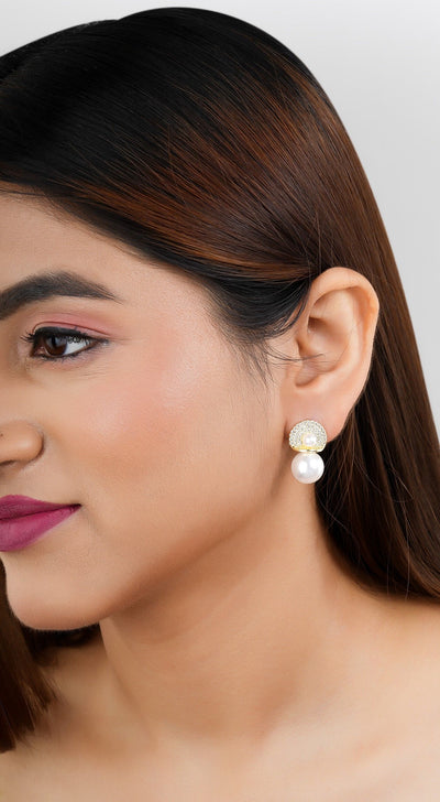 Korean Silver Pearl Elegant Stud Earrings|Anti Tarnish|Gift for Women Girls| - Second Image